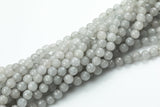 Light Gray Jade Faceted Round 4mm 6mm 8mm 10mm 12mm - Single or Bulk - 15.5"