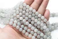 Light Gray Jade Faceted Round 4mm 6mm 8mm 10mm 12mm - Single or Bulk - 15.5"