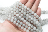 Light Gray Jade Faceted Round 4mm 6mm 8mm 10mm 12mm - Single or Bulk - 15.5"