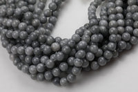 Medium Gray Jade Smooth Round 4mm 6mm 8mm 10mm 12mm - Single or Bulk - 15.5" AAA Quality