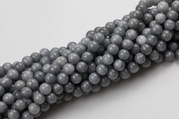 Medium Gray Jade Smooth Round 4mm 6mm 8mm 10mm 12mm - Single or Bulk - 15.5" AAA Quality