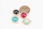 Gold Bezel Gemstone Coin Connector 13mm-1 Piece per order