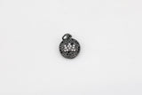 Mala Lotus CZ Diamond Pave Charm / Pendant 12mm - gold or gunmetal plating