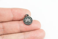 Mala Lotus CZ Diamond Pave Charm / Pendant 12mm - gold or gunmetal plating