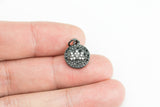 Mala Lotus CZ Diamond Pave Charm / Pendant 12mm - gold or gunmetal plating