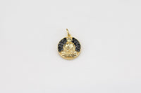 Mala Sitting Buddha or Yoga Yogi CZ Diamond Pave Charm / Pendant 14mm - gold or gunmetal plating