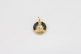 Mala Sitting Buddha or Yoga Yogi CZ Diamond Pave Charm / Pendant 14mm - gold or gunmetal plating