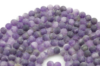 Natural Matte Amethyst Beads Grade AAA Round, 4mm, 6mm, 8mm, 10mm, 12mm- Full 15.5 Inch strands