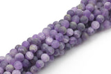 Natural Matte Amethyst Beads Grade AAA Round, 4mm, 6mm, 8mm, 10mm, 12mm- Full 15.5 Inch strands