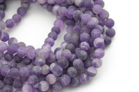 Natural Matte Amethyst Beads Grade AAA Round, 4mm, 6mm, 8mm, 10mm, 12mm- Full 15.5 Inch strands