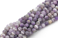 Natural Matte Cape Banded Amethyst Beads, High Quality in Matt Round, 4mm, 6mm, 8mm, 10mm, 12mm- Full 15.5 Inch strand Gemstone Beads