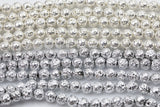 SILVER OR PLATINUM / White Gold Plated Lava Rock Round Beads 6mm 8mm 10mm - Full Strand 15.5"