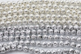 SILVER OR PLATINUM / White Gold Plated Lava Rock Round Beads 6mm 8mm 10mm - Full Strand 15.5"