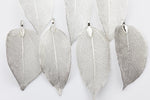 Silver / White Gold Dipped Leaf Leaves - Made with Real Leaves - Approximately 3 inches long 1 pc