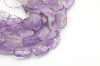 Natural Pink Amethyst- Faceted Rectangle Beads- High Quality- 3 sizes- Full Strand 16" - 22 Pieces Gemstone Beads