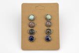 Gemstone Stud Round Earring with CZ- Gold Or Gunmetal