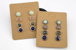 Gemstone Stud Round Earring with CZ- Gold Or Gunmetal