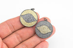 Cz Evil Eye Coin C.Z. Pendant- Gold- 26mm