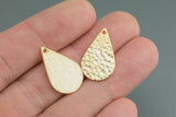 Gold Pendant Drops- Hammered Gold- Light and Delicate- 4 Pieces per order- 14x22mm SKU Ta8