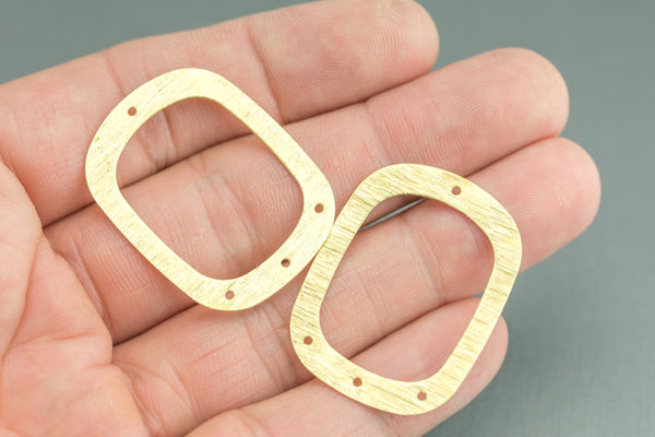Rectangular Brushed Solid BRASS-Chandelier Style Multi Connector- 28x38mm 4 pcs per Order