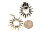 MALA Sun Burst Diamond CZ Diamond Pave Charm / Pendant 32mm -