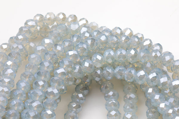 8mm Crystal Rondelle - 2 or 5 or 10 STRANDS- Mystic Light Opal