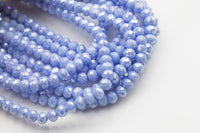 8mm Crystal Rondelle - 2 or 5 or 10 STRANDS- Sky Blue AB