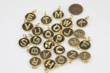 Alphabet Letter Letters Round Charms Gold and Silver / White Gold - 14mm Coin - Perfect for personalization Letters
