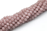 Cats Eye- Selenite Quartz- High Quality in Smooth Round, 4mm, 6mm, 8mm, 10mm, 12mm- Full Strand 15.5 inches Long- Mauve