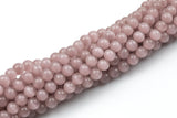 Cats Eye- Selenite Quartz- High Quality in Smooth Round, 4mm, 6mm, 8mm, 10mm, 12mm- Full Strand 15.5 inches Long- Mauve