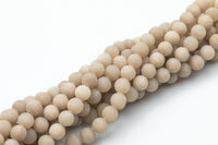 Light Latte Coffee Jade Matte Round Beads 6mm 8mm 10mm - Single or Bulk - 15.5"