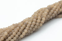 Matte Tan Jade Round Beads 6mm 8mm 10mm - Single or Bulk - 15.5" AAA Quality