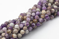 Gorgeous Faceted Flower Amethyst Beads, High Quality in Faceted Round, 4mm, 6mm, 8mm, 10mm, 12mm.-Full Strand 15.5 inch Strand