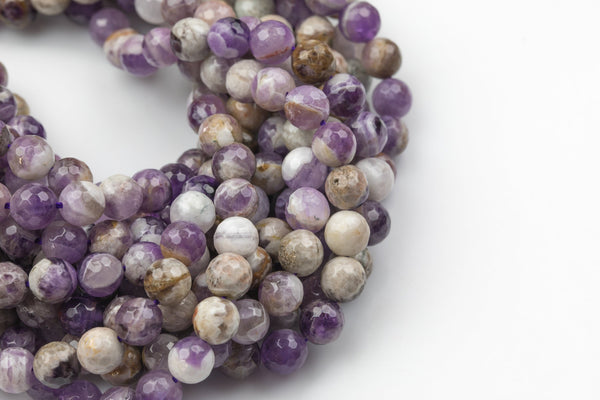 Gorgeous Faceted Flower Amethyst Beads, High Quality in Faceted Round, 4mm, 6mm, 8mm, 10mm, 12mm.-Full Strand 15.5 inch Strand