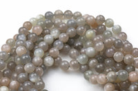 Natural Light Gray Multicolored Rainbow Moonstone Beads. Full Strand, 4mm, 6mm, 8mm, 12mm, or 14mm Beads (A quality) AAA Quality Smooth