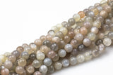 Natural Light Multi Rainbow Moonstone Beads Multicolor Pink Round 4mm 6mm 8mm 10mm Full 15.5 Inch Strand (A quality) Smooth Gemstone Beads