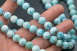 Natural AAA Grade Larimar, 8mm, 10mm, 12mm, 14mm- Round AAA Quality Smooth Gemstone Beads