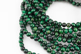 Natural Green Tiger's Eye Round Tiger Eye Tigereye, 6mm 8mm 10mm 12mm 14mm 15.5" Smooth Gemstone Beads