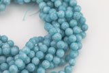 Aquamarine- JADE Faceted Round -Full Strand 15.5 inch Strand, 4mm, 6mm, 8mm, 12mm, or 14mm Beads-Full Strand 15.5 inch Strand