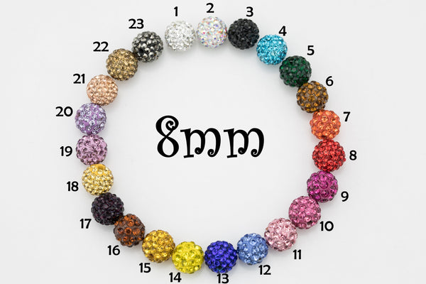 2 pc or 20pcs 8mm Loose Shambala Pave Rhinestone Crystal Diamond Clay Pave Beads