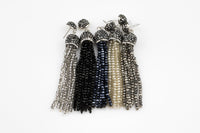 Crystal Beaded Tassel Earrings Studs- 1 Pairs Per Order- 3 inches