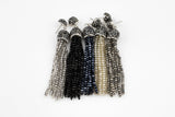 Crystal Beaded Tassel Earrings Studs- 1 Pairs Per Order- 3 inches