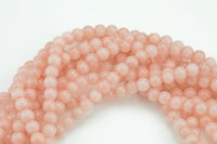 Peach Jade, High Quality in Smooth Round- 6mm, 8mm, 10mm, 12mm -Full Strand 15.5 inch Strand