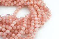 Medium Peach Jade, High Quality in Faceted Round- 6mm, 8mm, 10mm, 12mm -Full Strand 15.5 inch Strand