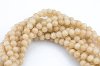 Light Sand Jade, High Quality in Smooth Round- 6mm, 8mm, 10mm, 12mm -Full Strand 15.5 inch Strand