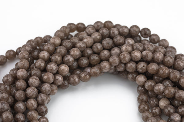 Chocolate Jade- Faceted Round 4mm 6mm 8mm 10mm 12mm - Single or Bulk - 15.5" AAA Quality