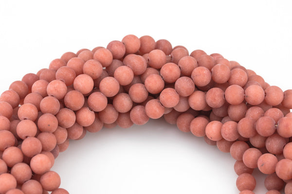 Rhodo Orange-JADE Matte Round- 4mm 6mm 8mm 10mm 12mm-Full Strand 15.5 inch Strand AAA Quality AAA Quality