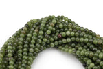 Military Green Jade, High Quality in Smooth Round- 6mm, 8mm, 10mm, 12mm -Full Strand 15.5 inch Strand