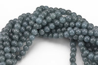 Blue Gray Jade, High Quality in Smooth Round- 6mm, 8mm, 10mm, 12mm -Full Strand 15.5 inch Strand AAA Quality