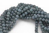 Blue Gray Jade, High Quality in Smooth Round- 6mm, 8mm, 10mm, 12mm -Full Strand 15.5 inch Strand AAA Quality